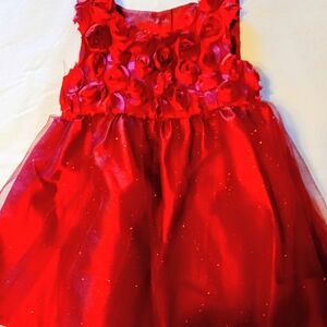 Red Floral Tulle Dress Size 12 Mo